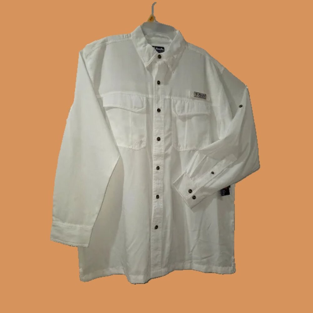 Bimini Bay‎ Outfitters-L- Long Sleeve Button-Up Shirt Flap Pockets Fishing L